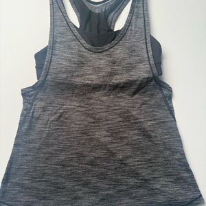 LULULEMON Size 4 Glide And Stride Tank A/B Bra Top Black HBLK Mesh Run Yoga